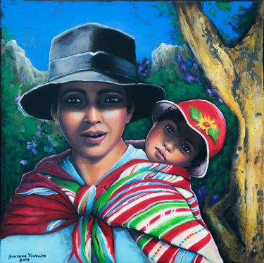 Ζωγραφική με τίτλο "Unterwegs in Bolivi…" από Grazyna Federico, Αυθεντικά έργα τέχνης, Ακρυλικό