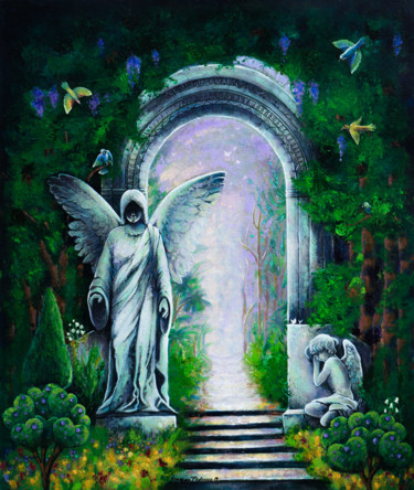 Картина под названием "The Gardens of the…" - Grazyna Federico, Подлинное произведение искусства, Акрил