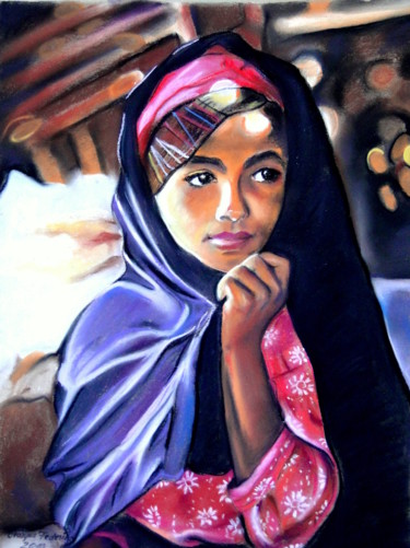 Malerei mit dem Titel "Das Beduinenmädchen" von Grazyna Federico, Original-Kunstwerk, Andere