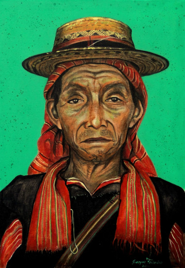 Painting titled "Der Mann aus Guatem…" by Grazyna Federico, Original Artwork, Acrylic