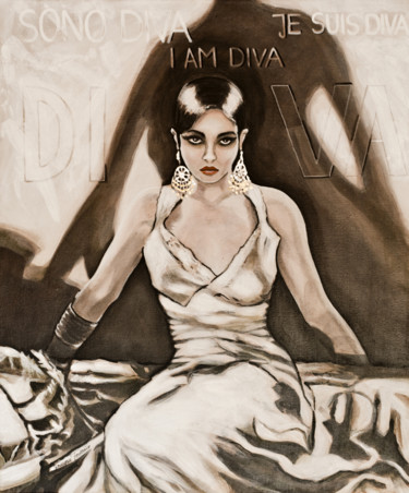 Painting titled "Diva" by Grazyna Federico, Original Artwork, Acrylic