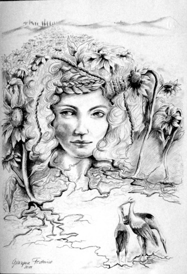 Disegno intitolato "Toscana Dream" da Grazyna Federico, Opera d'arte originale, Matita