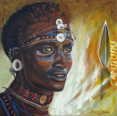 Peinture intitulée "Samburu" par Grazyna Federico, Œuvre d'art originale, Acrylique