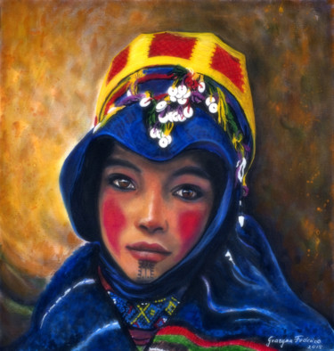 Malerei mit dem Titel "Die junge Berberin" von Grazyna Federico, Original-Kunstwerk, Acryl