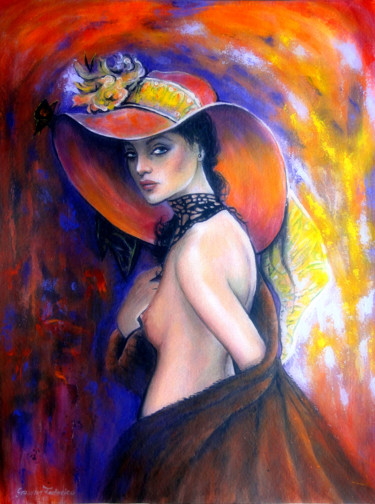 Картина под названием "The butterfly" - Grazyna Federico, Подлинное произведение искусства, Акрил