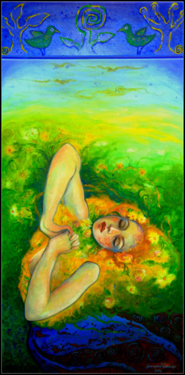 Malerei mit dem Titel "Frühlingserwachen" von Grazyna Federico, Original-Kunstwerk, Acryl