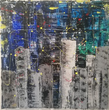 Painting titled "City" by Irene Dolfi (If), Original Artwork, Chalk