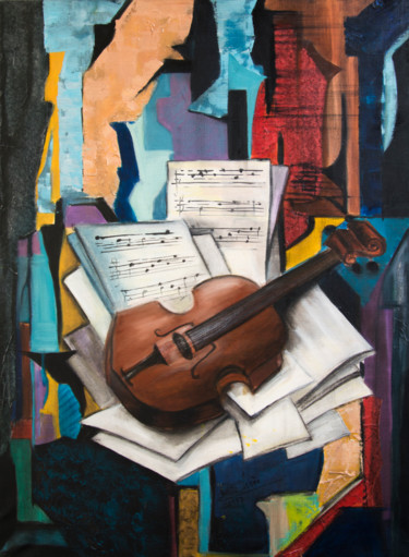 Painting titled "musicalité" by Irène Claval, Original Artwork, Oil