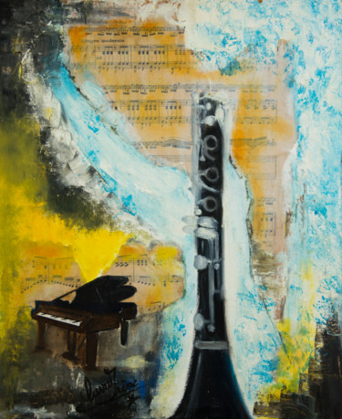 Peinture intitulée "clarinette piano" par Irène Claval, Œuvre d'art originale, Huile