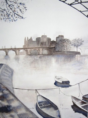 Peinture intitulée "Ponts de Paris" par Irène Bischoff Hébert, Œuvre d'art originale