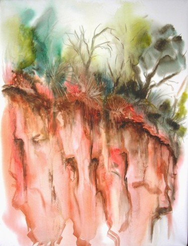 Peinture intitulée "La falaise" par Irène Bischoff Hébert, Œuvre d'art originale