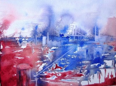 Peinture intitulée "Pollution" par Irène Bischoff Hébert, Œuvre d'art originale