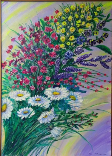 Malerei mit dem Titel "Wildblumen" von Irene Mitawski, Original-Kunstwerk, Acryl