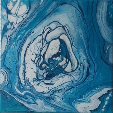 Картина под названием "Abstrakt in blau" - Irene Mitawski, Подлинное произведение искусства, Акрил