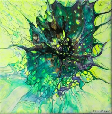 Malerei mit dem Titel "Abstrakte Blume" von Irene Mitawski, Original-Kunstwerk, Acryl