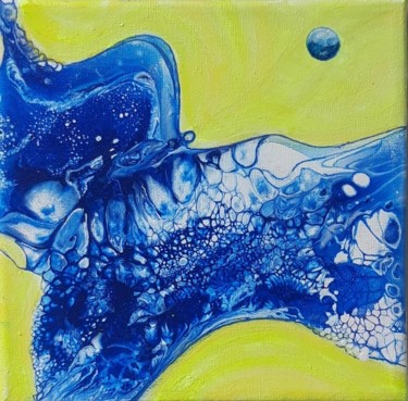 Malerei mit dem Titel "Flug eines blauen O…" von Irene Mitawski, Original-Kunstwerk, Acryl