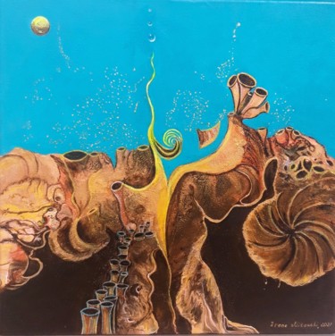 Malerei mit dem Titel "Fantasie- Landschaft" von Irene Mitawski, Original-Kunstwerk, Acryl