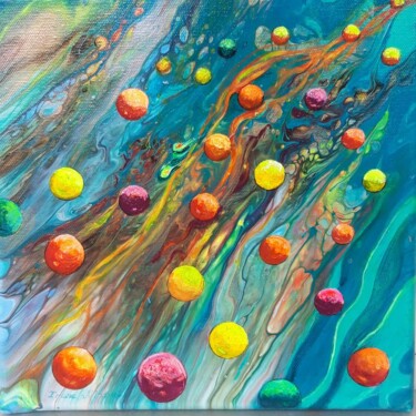 Malerei mit dem Titel "Fliegende Bälle" von Irene Mitawski, Original-Kunstwerk, Acryl