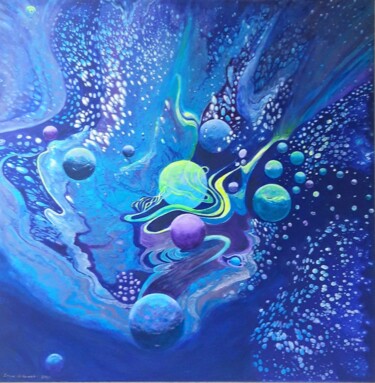 Painting titled "Space" by Irene Mitawski, Original Artwork, Acrylic Mounted on Wood Stretcher frame
