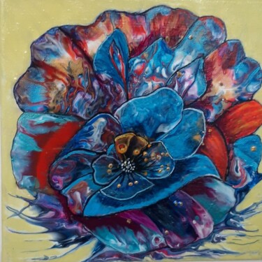 Painting titled "dekorative Blume" by Irene Mitawski, Original Artwork, Acrylic