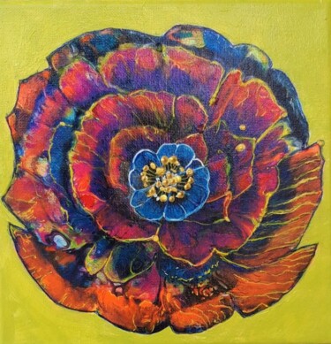 Peinture intitulée "Abstrakte Blume 2" par Irene Mitawski, Œuvre d'art originale, Acrylique