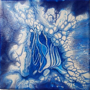 Painting titled "Abstrakt in blau 3" by Irene Mitawski, Original Artwork, Acrylic