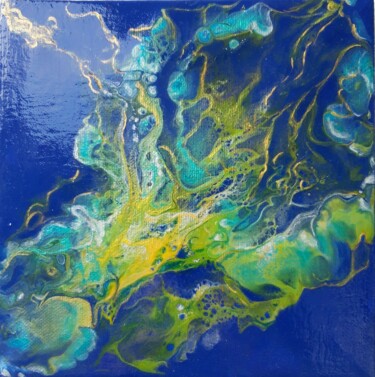 Картина под названием "Abstrakt in blau 4" - Irene Mitawski, Подлинное произведение искусства, Акрил