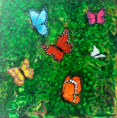 Malerei mit dem Titel "Schmetterlinge" von Irene Mitawski, Original-Kunstwerk, Acryl