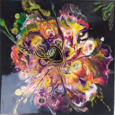 Malerei mit dem Titel "Abstrakte Blume 4" von Irene Mitawski, Original-Kunstwerk, Acryl