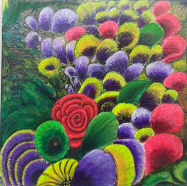 Malerei mit dem Titel "Blumenfeld" von Irene Mitawski, Original-Kunstwerk, Acryl