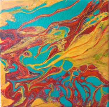 Malerei mit dem Titel "Abstrakt rot -gelb-…" von Irene Mitawski, Original-Kunstwerk, Acryl