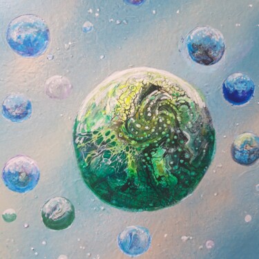 Schilderij getiteld "Planeten" door Irene Mitawski, Origineel Kunstwerk, Acryl