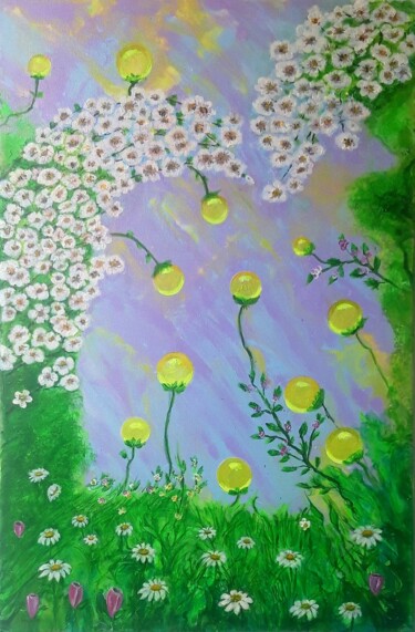 Malerei mit dem Titel "Frühlingslaune" von Irene Mitawski, Original-Kunstwerk, Acryl