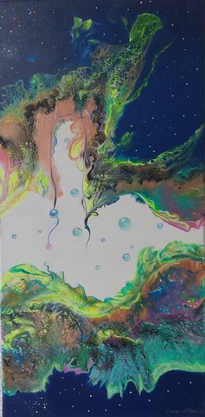 Painting titled "Abstrakt Ozean" by Irene Mitawski, Original Artwork, Acrylic Mounted on Wood Stretcher frame