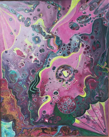 Peinture intitulée "Abstrakt in rosa" par Irene Mitawski, Œuvre d'art originale, Acrylique Monté sur Autre panneau rigide