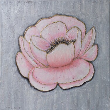 Painting titled "abstrakte Blume mit…" by Irene Mitawski, Original Artwork, Acrylic Mounted on Wood Stretcher frame