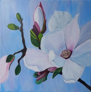 Painting titled "Dekorative Blume 3" by Irene Mitawski, Original Artwork, Acrylic Mounted on Wood Stretcher frame