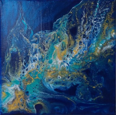 Malerei mit dem Titel "Abstrakt in blau 5" von Irene Mitawski, Original-Kunstwerk, Acryl Auf Keilrahmen aus Holz montiert
