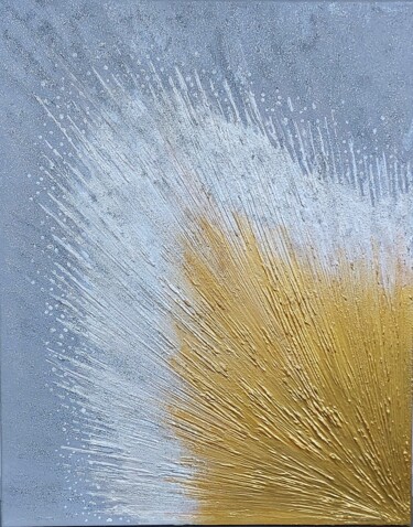 Painting titled "Goldstrahlen 3" by Irene Mitawski, Original Artwork, Acrylic Mounted on Wood Stretcher frame
