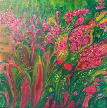 "floral abstract" başlıklı Tablo Irene Mitawski tarafından, Orijinal sanat, Akrilik Ahşap Sedye çerçevesi üzerine monte edil…