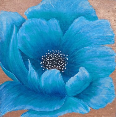 Pintura titulada "abstrakte blau Blume" por Irene Mitawski, Obra de arte original, Acrílico Montado en Cartulina