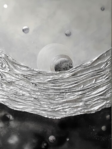 Pintura titulada "3D Abstrakt Schwarz…" por Irene Mitawski, Obra de arte original, Acrílico Montado en Bastidor de camilla d…