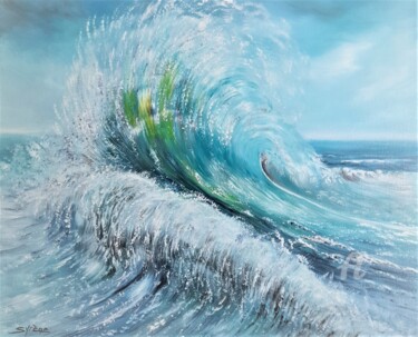 Painting titled "ECLAT DE VAGUES  (C…" by Syrène, Original Artwork, Oil