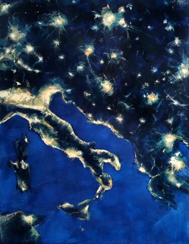 Картина под названием "Sleepless in Europe…" - Irina Shadrina, Подлинное произведение искусства, Масло Установлен на Деревян…