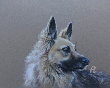 Рисунок под названием "Dog portrait" - Irene_art, Подлинное произведение искусства, Пастель