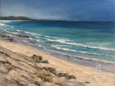 Desenho intitulada "Seascape of Galicia" por Irene_art, Obras de arte originais, Pastel