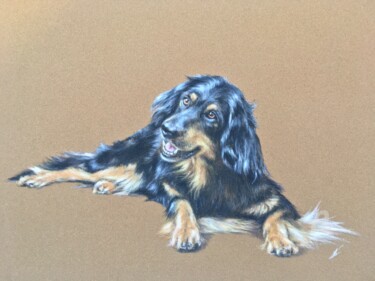 Disegno intitolato "Little doggy portra…" da Irene_art, Opera d'arte originale, Pastello
