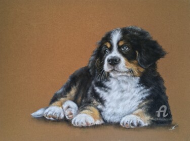 Рисунок под названием "Doggy" - Irene_art, Подлинное произведение искусства, Пастель