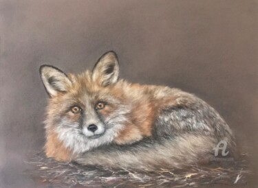 Drawing titled "Fox portrait" by Irene_art, Original Artwork, Pastel
