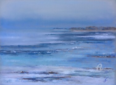Dessin intitulée "Winter on the bay" par Irene_art, Œuvre d'art originale, Pastel